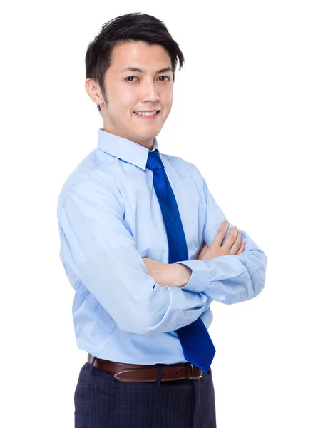 Asiático bonito homem de negócios em camisa azul — Fotografia de Stock