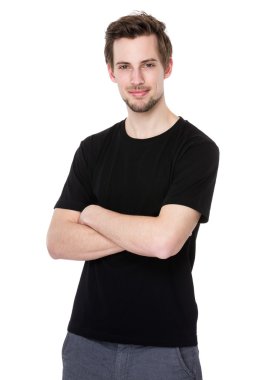 Beyaz yakışıklı siyah t shirt
