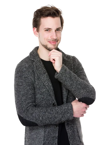 Caucasian handsome man in grey jacket — Stock Photo, Image