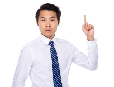 Beyaz gömlekli Asya yakışıklı işadamı