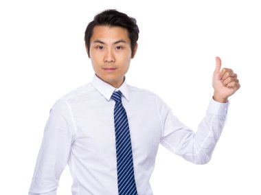 Beyaz gömlekli Asya yakışıklı işadamı