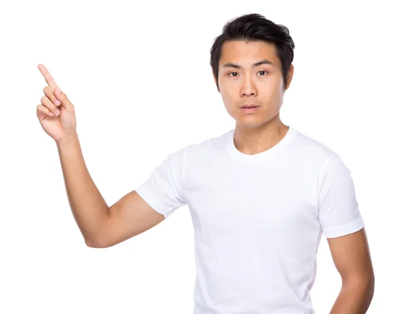 Aziatische knappe man in wit t shirt — Stockfoto
