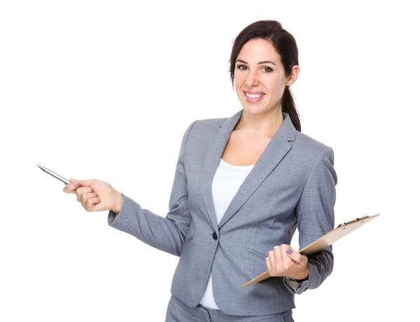 Caucasian businesswoman in business suit — Stock Photo, Image