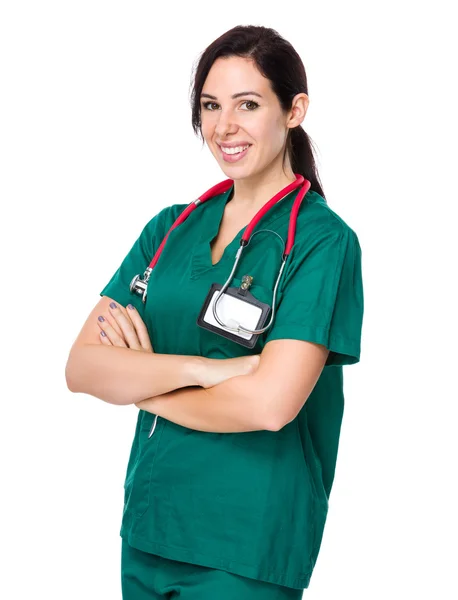 Caucasian female doctor with stethoscope — Stock Photo, Image