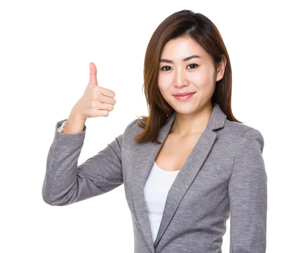 Asian young businesswoman in grey suit — Stock Photo, Image