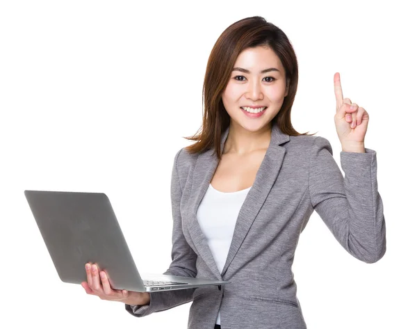 Asian young businesswoman in grey suit — Stock Photo, Image