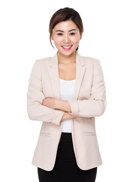 Asian young businesswoman in beige suit — Stock Photo, Image