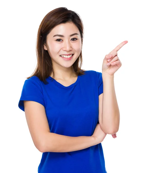 Azjatyckie kobiety młody niebieski t-shirt — Zdjęcie stockowe