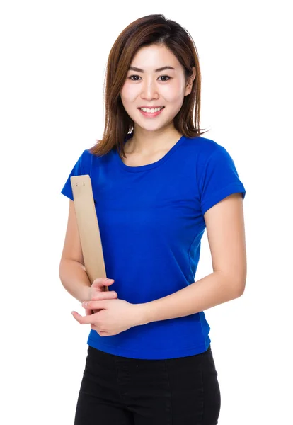 Asiatico giovane donna in blu t-shirt — Foto Stock