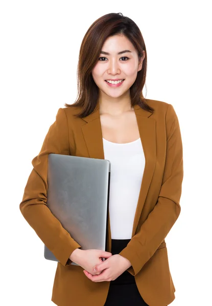 Asiatiska ung affärskvinna i brun jacka — Stockfoto
