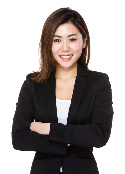 Asiática joven mujer de negocios en traje negro —  Fotos de Stock