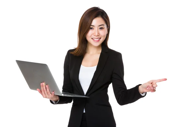 Asian young businesswoman in black suit — Stock Photo, Image