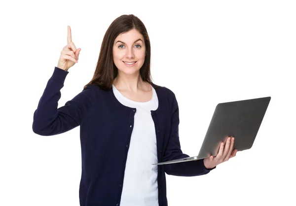 Caucasian brunette woman in blue cardigan — Stock Photo, Image