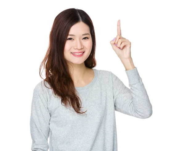 Asiatische junge Frau im grauen Pullover — Stockfoto