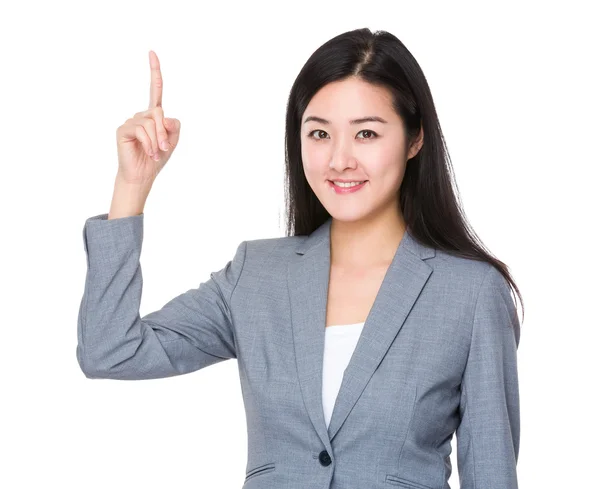 Asian young businesswoman in grey suit — Stock Photo, Image