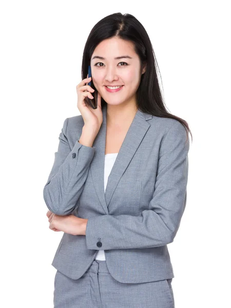Asian young businesswoman in grey suit — Stock Photo, Image