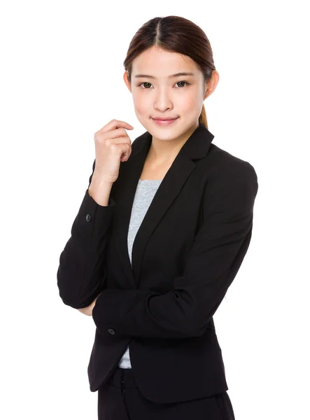 Asian young businesswoman in black suit — Stock Photo, Image