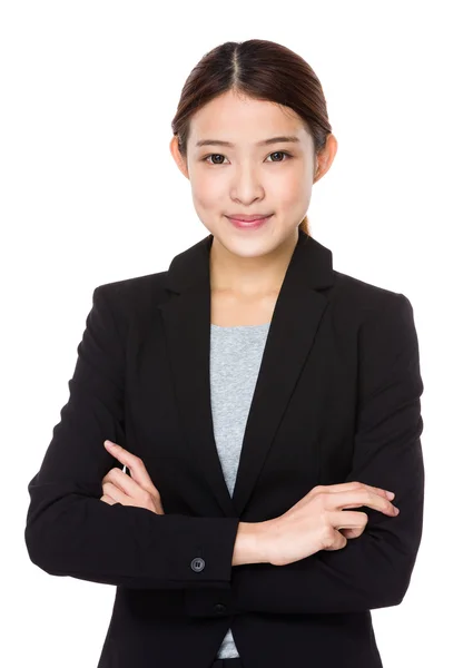 Asian young businesswoman in black suit — Stock Photo, Image