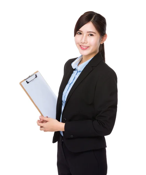 Businesswoman hold with clipboard — Stock Photo, Image