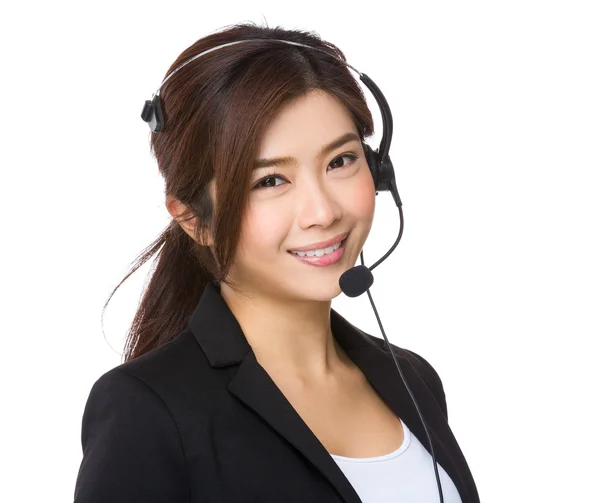 Responsable du service client avec casque — Photo