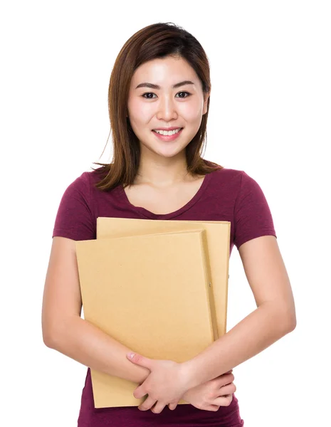 Asian woman with folders — Stock Photo, Image