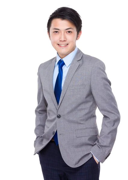 Asian handsome businessman in grey suit — Stock Photo, Image