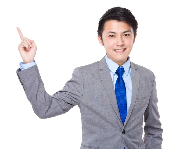 Asiático guapo hombre de negocios en gris traje — Foto de Stock