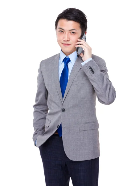 Asiático guapo hombre de negocios en gris traje —  Fotos de Stock