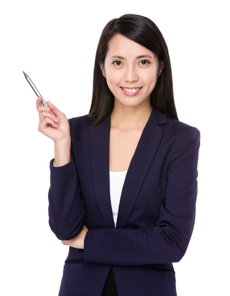 Aziatische zakenvrouw in blauwe pak — Stockfoto