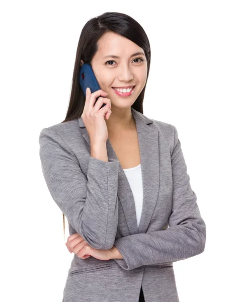 Asian businesswoman in grey suit — Stock Photo, Image