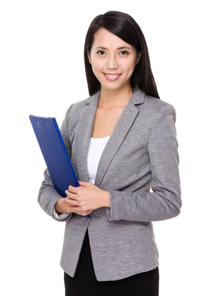 Mujer de negocios asiática en traje gris — Foto de Stock