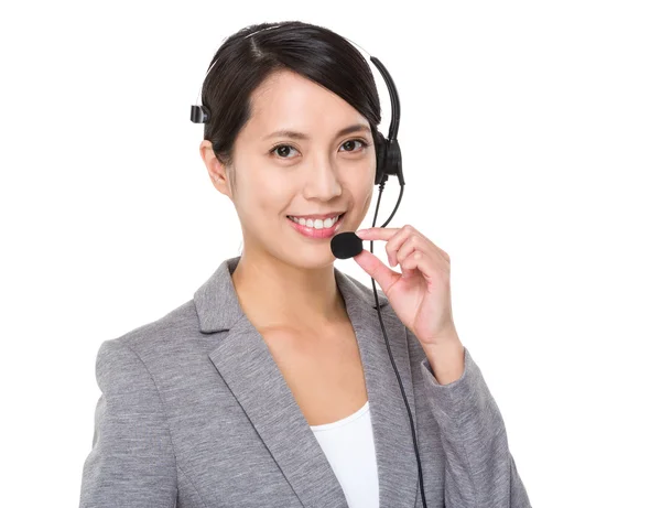 Young businesswoman with headset — Stock Photo, Image