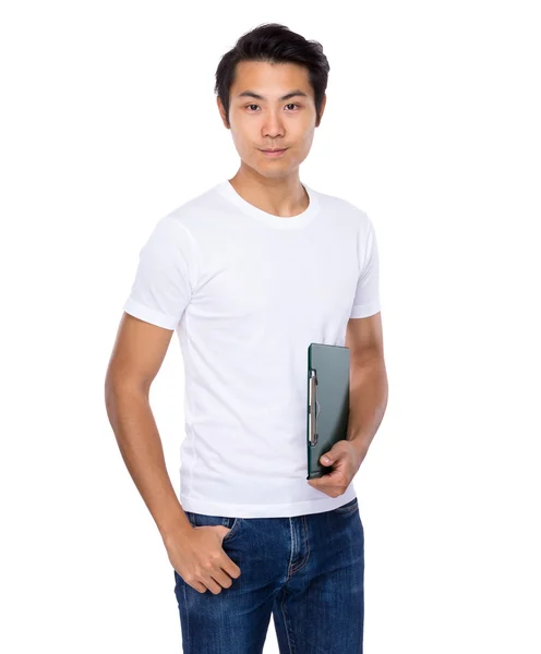 Asian man with clipboard — Stock Photo, Image