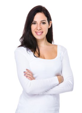 Beyaz kazaklı Kafkas esmer kadın