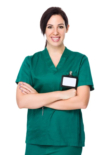 Female doctor doctor arms crossed — Stock Photo, Image