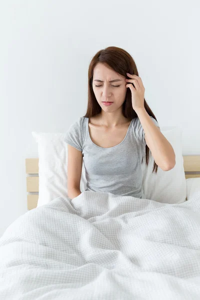 Asian woman feeling headache — Stock Photo, Image