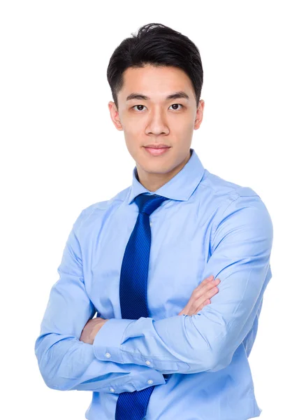 Asiático bonito homem de negócios em camisa azul — Fotografia de Stock