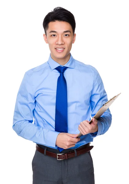 Asiático bonito homem de negócios em camisa azul — Fotografia de Stock