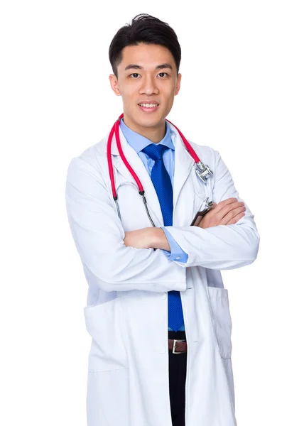 Asiatique jeune beau médecin avec stéthoscope — Photo