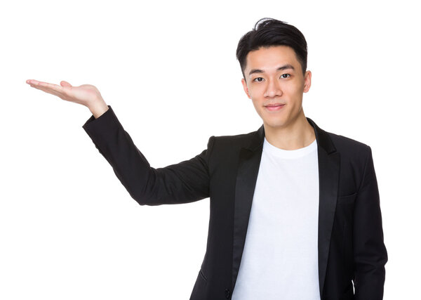 Asian handsome man in black jacket