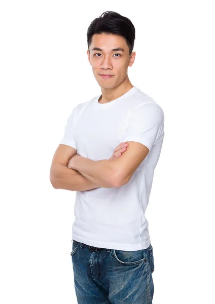 Asiatiska stilig man i vit t-shirt — Stockfoto