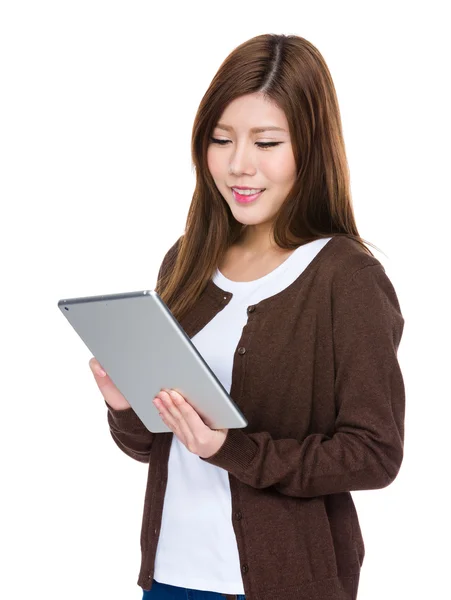 Young asian woman in brown cardigan — Stock Photo, Image