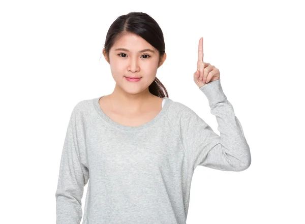 年轻的亚洲女孩穿灰色毛衣 — 图库照片