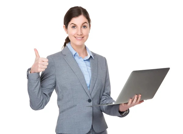 Caucasian brunette businesswoman in business suit — Stock Photo, Image