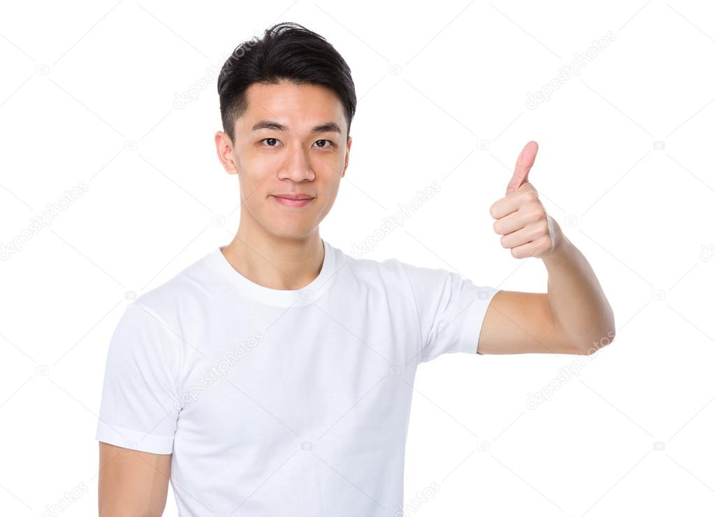Chinese man with thumbs up