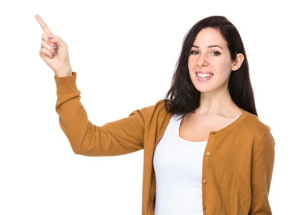 Young brunette woman in brown jacket — Stock Photo, Image