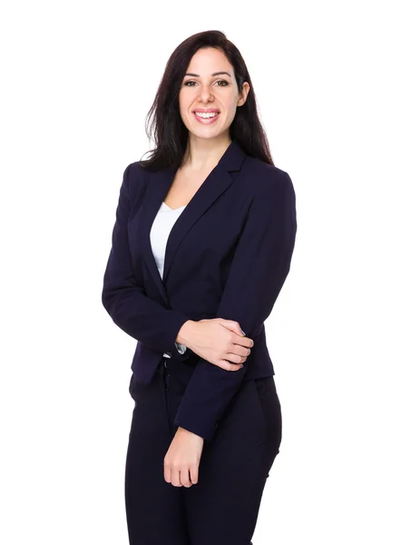 Caucasian brunette businesswoman in business suit — Stock Photo, Image