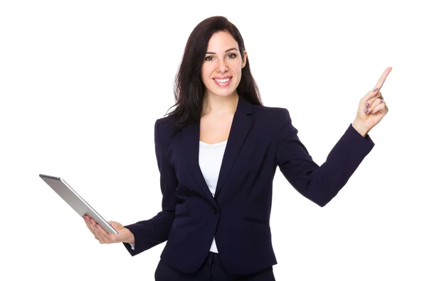 Caucasian brunette businesswoman in business suit — Stock Photo, Image