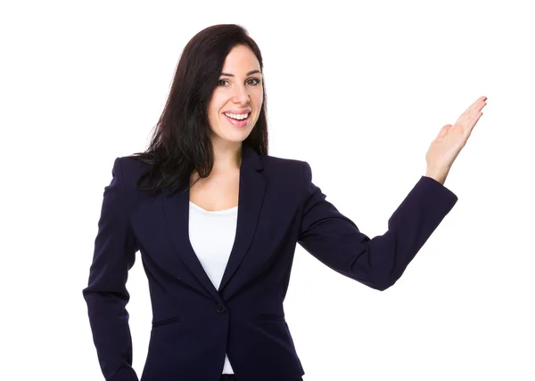 Caucasian brunette businesswoman in business suit — Stock Photo, Image