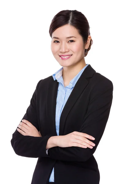 Asian young businesswoman in black suit — Stock Photo, Image